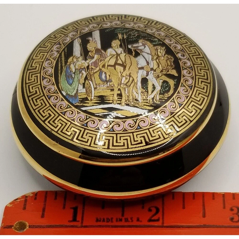 vintage Greek trinket box with a 24K gold design